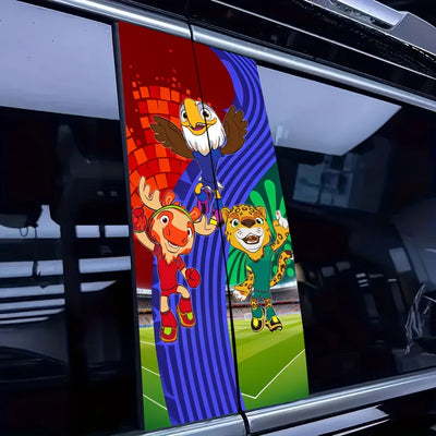 The FIFA 2026 World Cup mascot cartoon car mid-pillar stickers