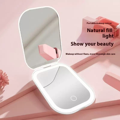 Ultra-thin foldable desk lamp and makeup mirror