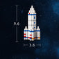 Astronauts assemble building block toys.