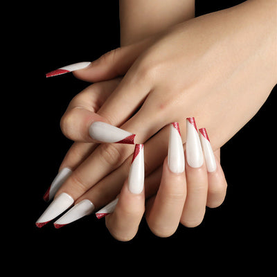Rose gold slanted French manicure