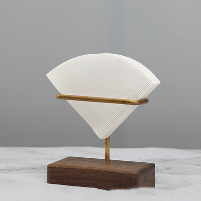 Brass and black walnut coffee filter paper holder