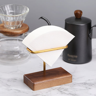 Brass and black walnut coffee filter paper holder