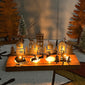 Christmas-themed wooden candle holder