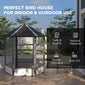 69" Wooden Hexagonal Outdoor Aviary Flight Bird Cage With Covered Roof