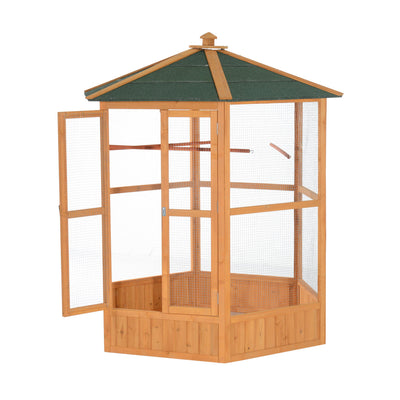 69" Wooden Hexagonal Outdoor Aviary Flight Bird Cage