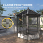 69" Wooden Hexagonal Outdoor Aviary Flight Bird Cage With Covered Roof