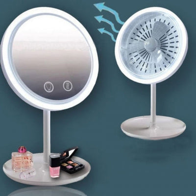 LED makeup mirror with a fan