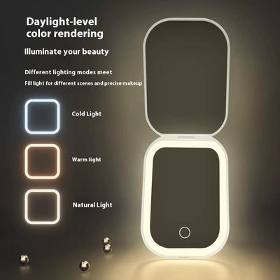Ultra-thin foldable desk lamp and makeup mirror