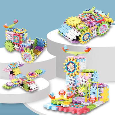 Building block gear assembly set