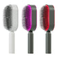 Self-cleaning anti-static hairbrush for women