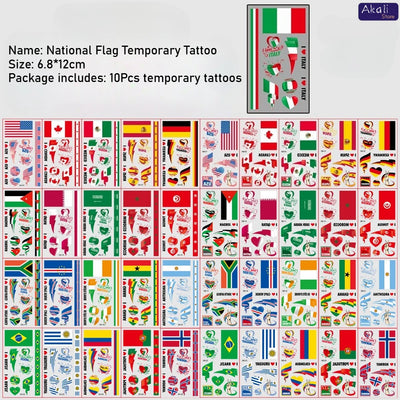 2026 USA-Canada-Mexico World Cup National Flag Tattoo Stickers
