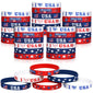 US Flag Red, White, and Blue Star Silicone Wristband