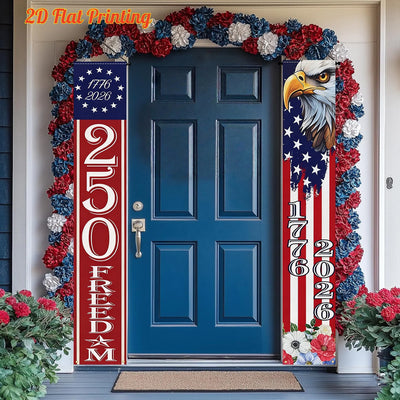 1 Pair of American Independence Day 250Th Anniversary Couplets 1776-2026 Eagle-Themed Decorative Banners American Flag Style Holiday Scene Decoration Hanging Cloth