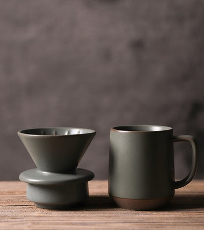Ceramic drip-filter pour-over coffee cup