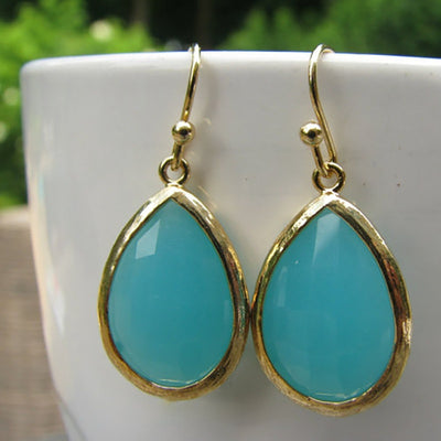 Mint green crystal earrings